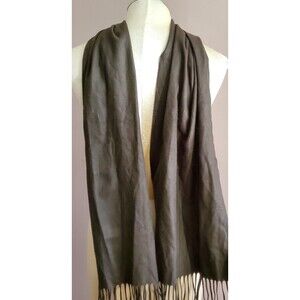 Victoire Mathieu Scarf Brown Reverses Cashmink Fringe 12x56" Unisex Paris Vintag